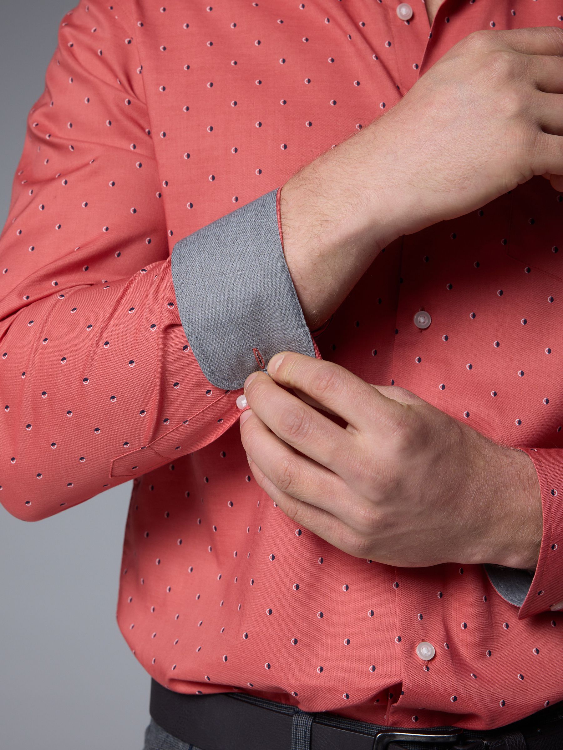 シャツ ASCLO Pleddy W Pocket Wrinkle Shirt (3color) Buy Coral Pink Dot Regular Fit Easy Iron Button Down Oxford