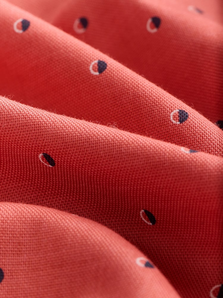 Coral Pink Dot Regular Fit Easy Iron Button Down Oxford Shirt - Image 8 of 8