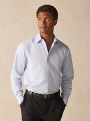 Blue Regular Fit Textured Single Cuff Shirt With Cutaway Collar - Image 1 of 1
