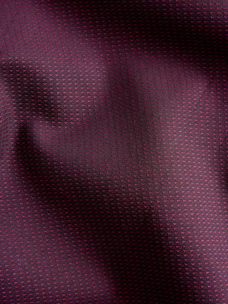 Burgundy Red Double Collar Regular Fit Trimmed Formal 100% Cotton Oxford Shirt - Image 7 of 7