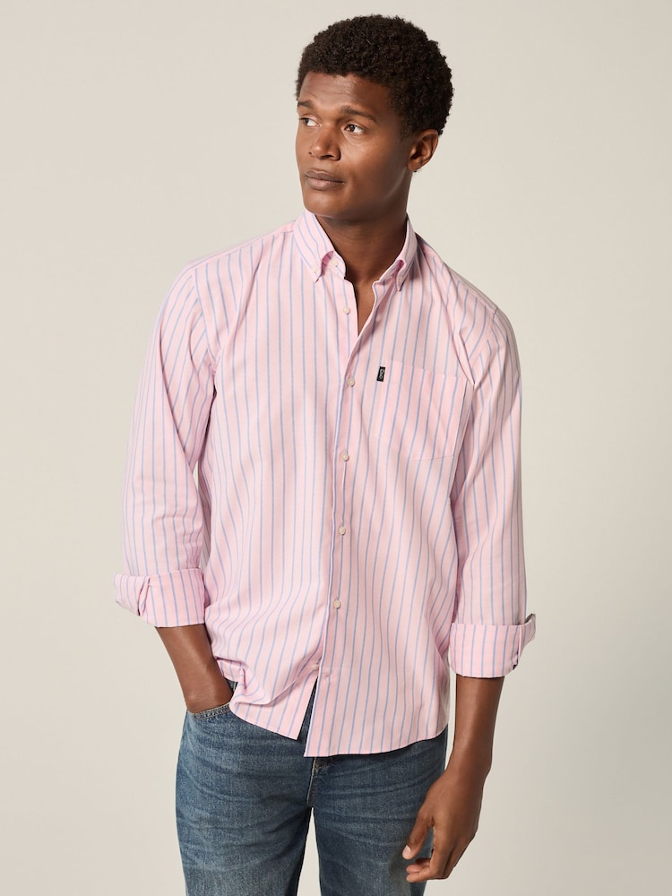 Pink/Blue Regular Fit Easy Iron Button Down Oxford Shirt - Image 1 of 8