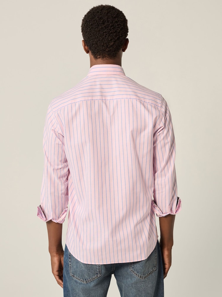 Pink/Blue Regular Fit Easy Iron Button Down Oxford Shirt - Image 2 of 8