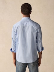 Blue Stripe Regular Fit 100% Cotton Long Sleeve Formal Cutaway Collar Shirt - Image 3 of 8