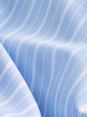 Blue Stripe Regular Fit 100% Cotton Long Sleeve Formal Cutaway Collar Shirt - Image 8 of 8