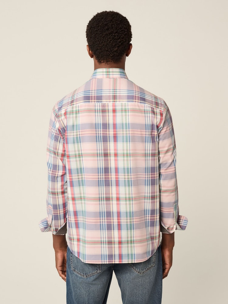 Pink Madras Check Regular Fit Easy Iron Button Down Oxford Shirt - Image 2 of 8