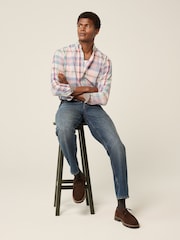 Pink Madras Check Regular Fit Easy Iron Button Down Oxford Shirt - Image 3 of 8