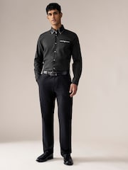 Black Self Stripe 100% Cotton Shirt - Image 2 of 8