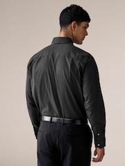 Black Self Stripe 100% Cotton Shirt - Image 3 of 8
