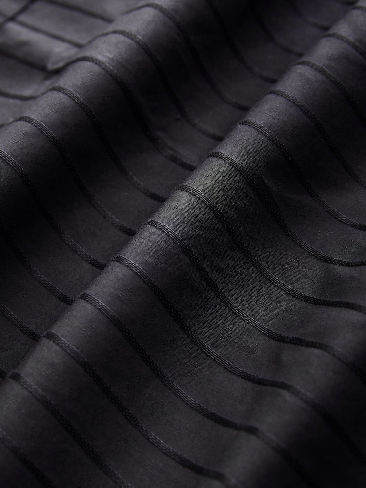 Black Self Stripe 100% Cotton Shirt - Image 8 of 8
