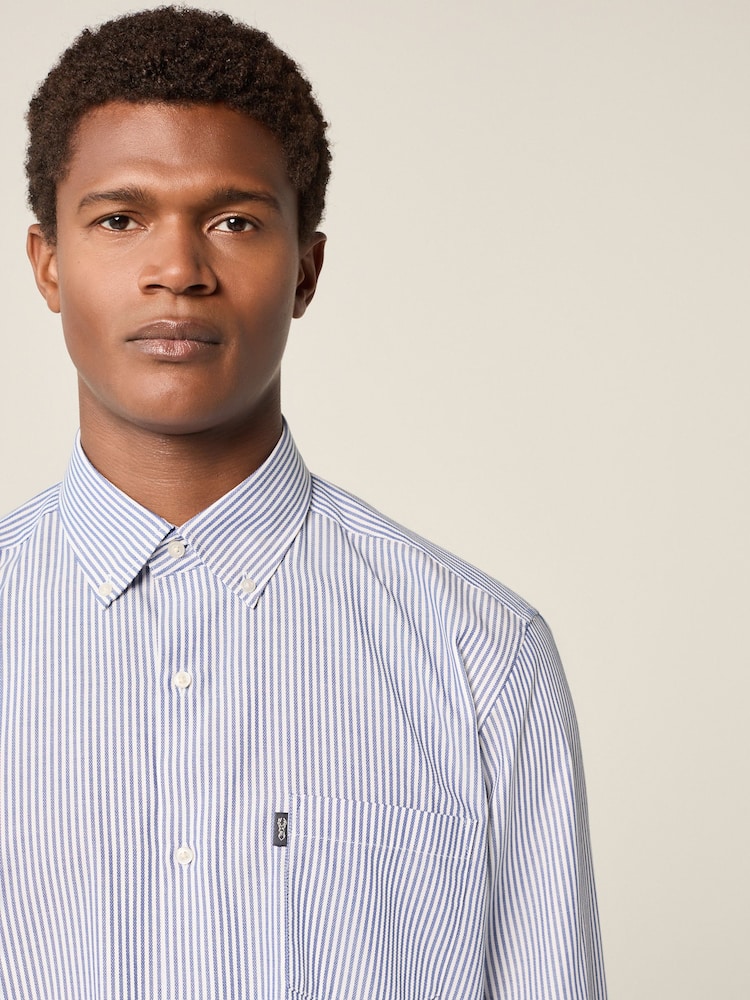 Bleu Bengal - Chemise Oxford boutonnée repassage facile - Image 1 of 8