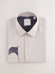 Neutral Tile Print Regular Fit Easy Care Oxford Shirt - Image 5 of 7