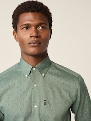 Seafoam Green Geometric Regular Fit Easy Iron Button Down Oxford Shirt - Image 1 of 8