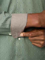 Seafoam Green Geometric Regular Fit Easy Iron Button Down Oxford Shirt - Image 5 of 8