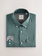 Seafoam Green Geometric Regular Fit Easy Iron Button Down Oxford Shirt - Image 6 of 8