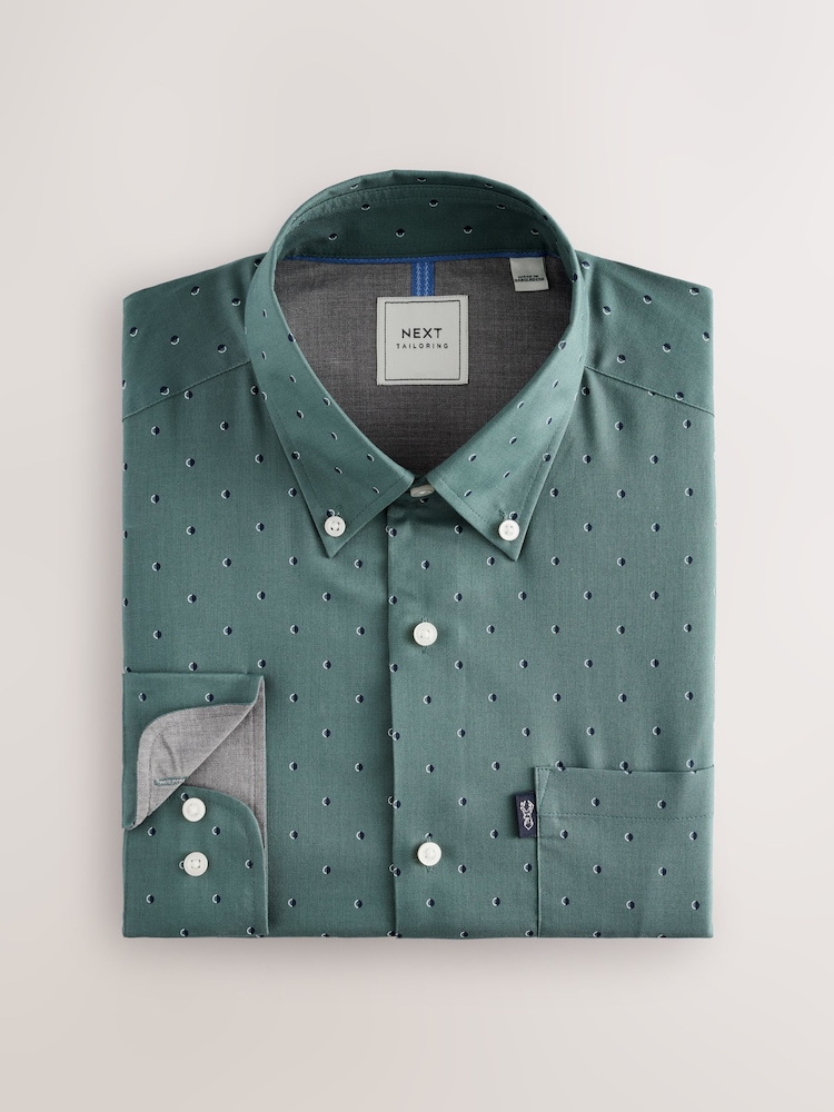 Geometric Vert Seafoam - Chemise Oxford boutonnée repassage facile - Image 6 of 8