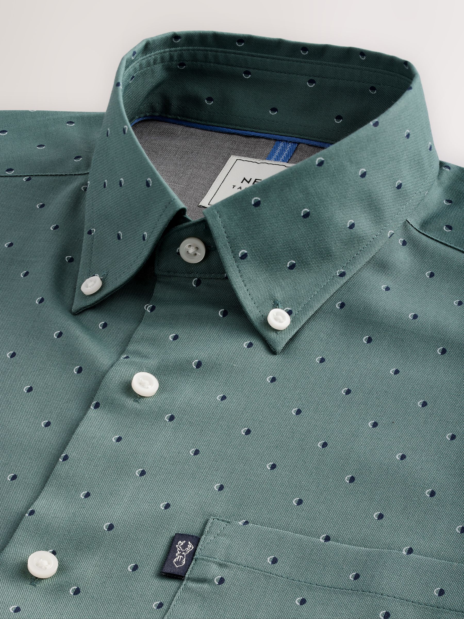 Buy Seafoam Green Geometric Regular Fit Easy Iron Button Buy Seafoam Green Geometric Regular Fit Easy Iron Button