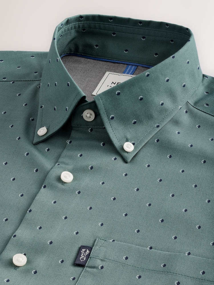 Geometric Vert Seafoam - Chemise Oxford boutonnée repassage facile - Image 7 of 8