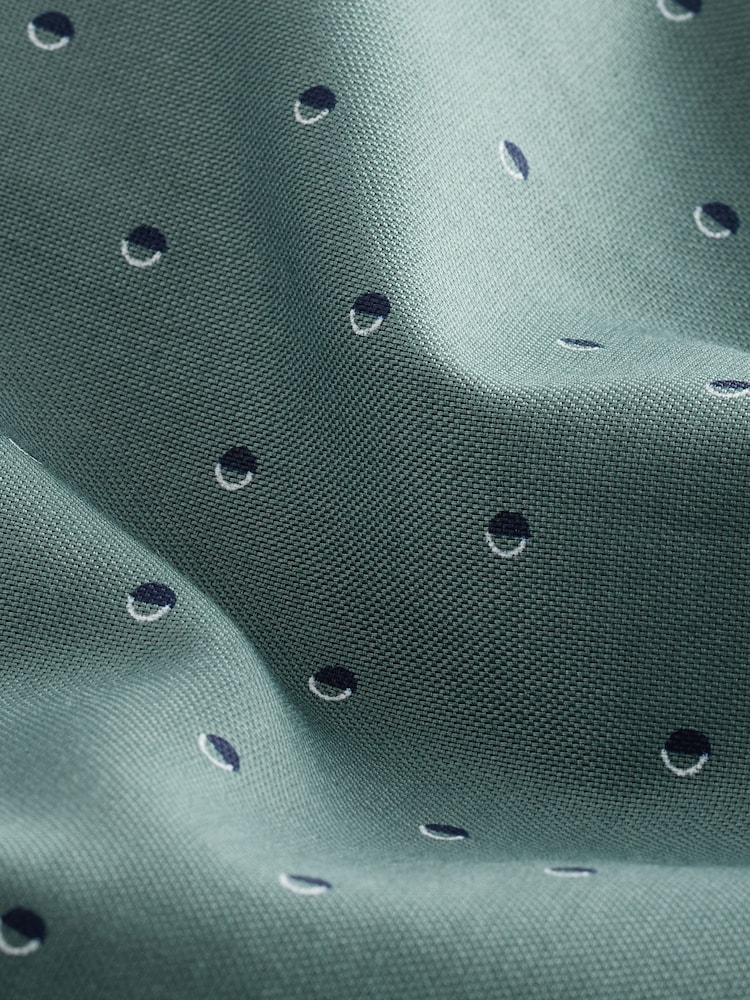 Seafoam Green Geometric Regular Fit Easy Iron Button Down Oxford Shirt - Image 8 of 8