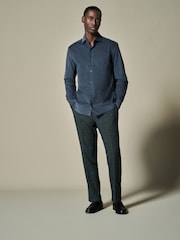Slate Grey Regular Fit 100% Cotton Corduroy Shirt with Cutaway Collar - Image 3 of 9