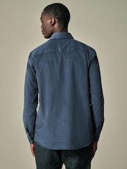Slate Grey Regular Fit 100% Cotton Corduroy Shirt with Cutaway Collar - Image 4 of 9