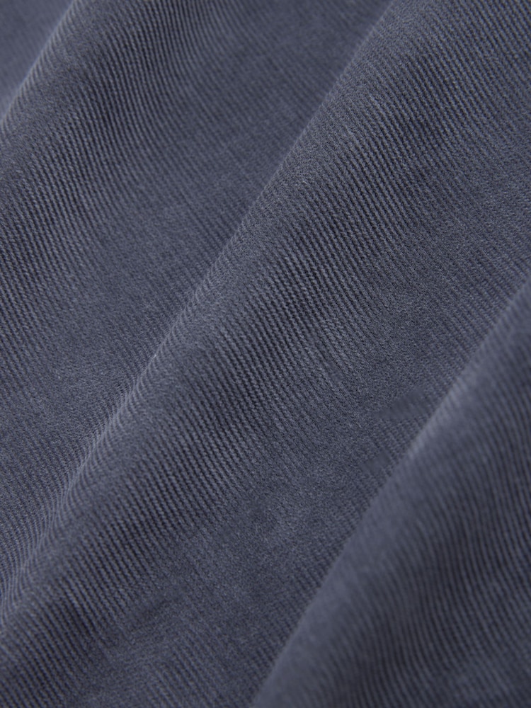 Slate Grey Regular Fit 100% Cotton Corduroy Shirt with Cutaway Collar - Image 8 of 9