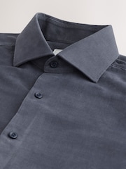 Slate Grey Regular Fit 100% Cotton Corduroy Shirt with Cutaway Collar - Image 9 of 9