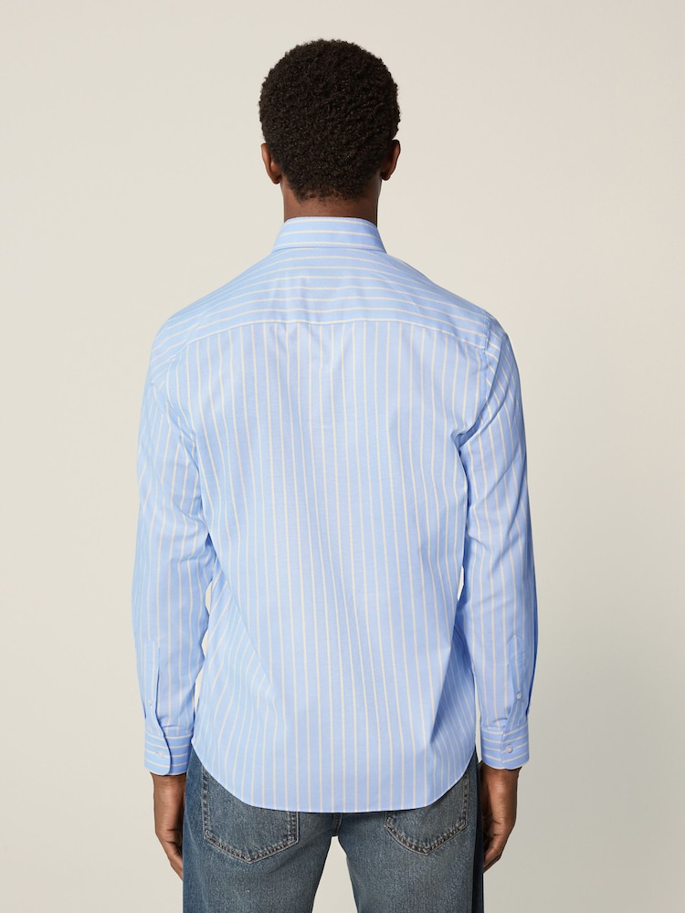 Blue/Orange Regular Fit Easy Iron Button Down Oxford Shirt - Image 2 of 8