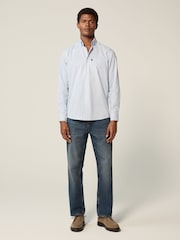 Blue/Orange Regular Fit Easy Iron Button Down Oxford Shirt - Image 3 of 8