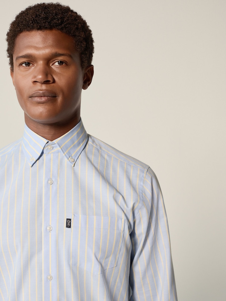 Bleu/Orange - Chemise Oxford boutonnée repassage facile - Image 4 of 8