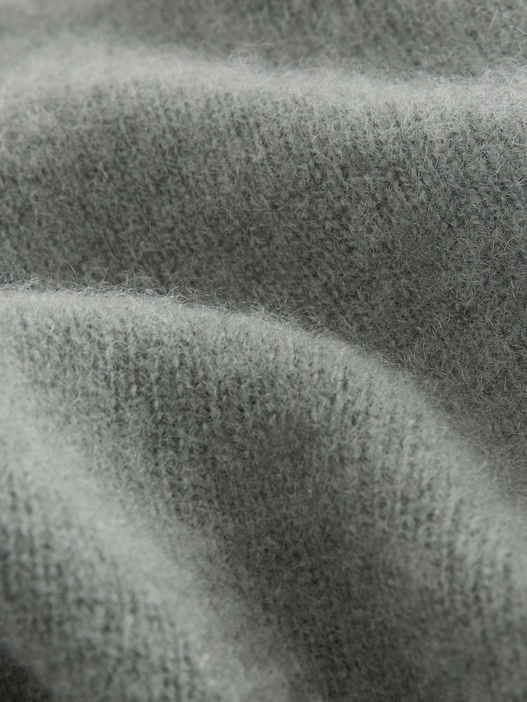 Khaki - Kaszmirowy sweter dzianinowy Premium 100% z dekoltem w szpic - Image 5 of 6