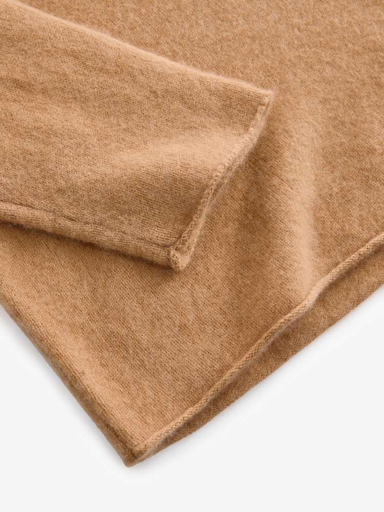 Camel Brown Premium 100% Cashmere V-Neck Knitted Jumper - Image 8 of 8