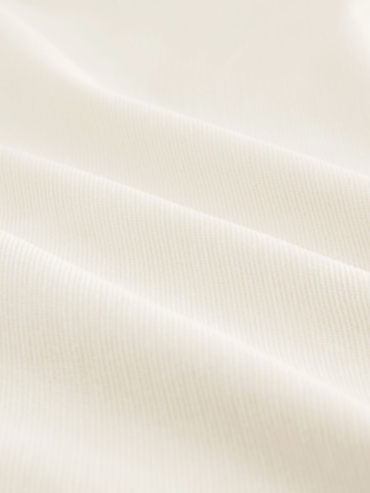 Ecru White Regular Fit 100% Cotton Corduroy Shirt with Cutaway Collar - Image 8 of 8