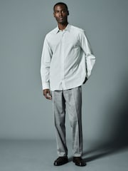 Green Stripe Regular Fit 100% Cotton Long Sleeve Formal Cutaway Collar Shirt - Image 3 of 7