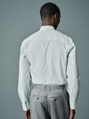 Green Stripe Regular Fit 100% Cotton Long Sleeve Formal Cutaway Collar Shirt - Image 4 of 7