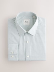 Green Stripe Regular Fit 100% Cotton Long Sleeve Formal Cutaway Collar Shirt - Image 5 of 7