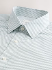 Green Stripe Regular Fit 100% Cotton Long Sleeve Formal Cutaway Collar Shirt - Image 6 of 7