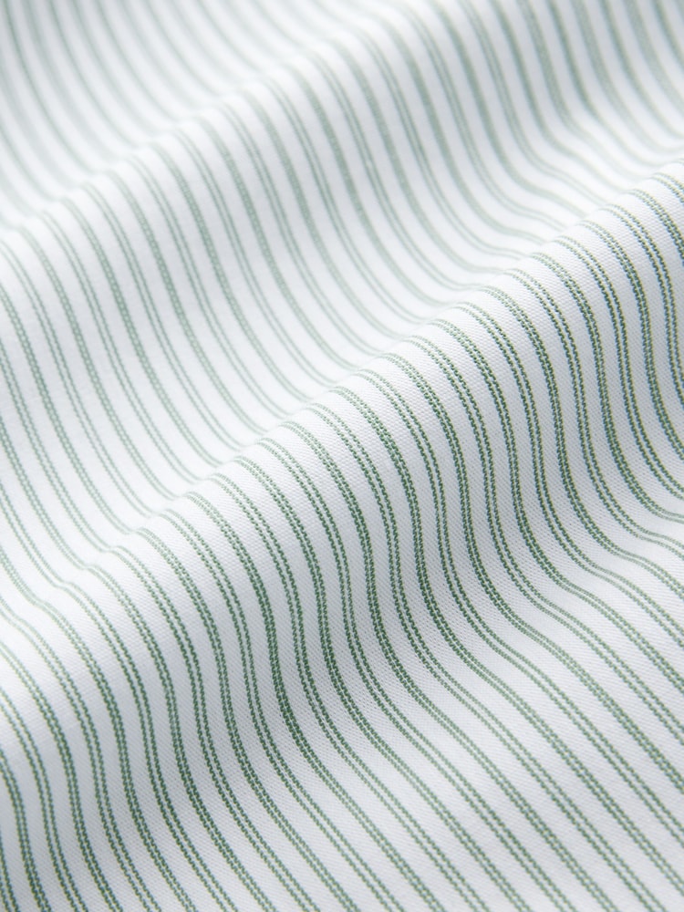 Green Stripe Regular Fit 100% Cotton Long Sleeve Formal Cutaway Collar Shirt - Image 7 of 7