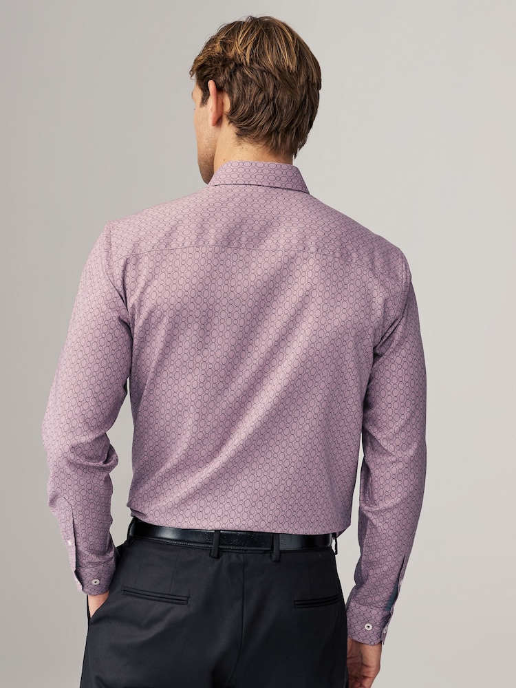 Pink Tile Print Regular Fit Easy Care Oxford Shirt - Image 2 of 8