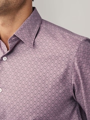 Pink Tile Print Regular Fit Easy Care Oxford Shirt - Image 4 of 8