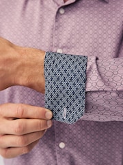 Pink Tile Print Regular Fit Easy Care Oxford Shirt - Image 5 of 8