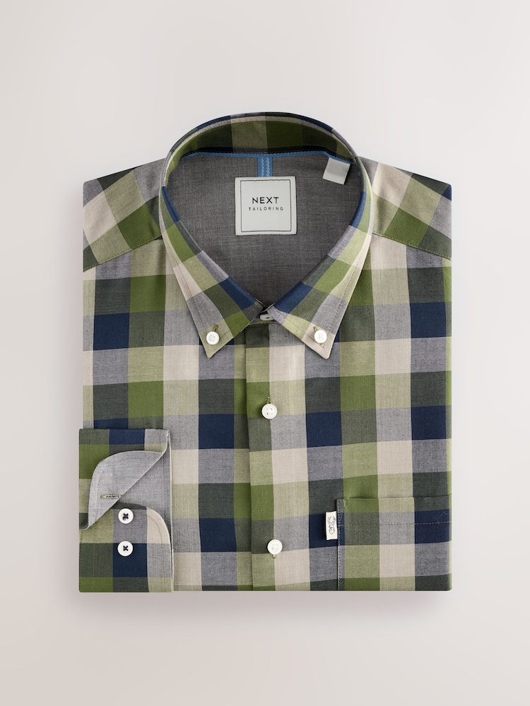 À carreaux Vert Buffalo - Chemise Oxford ajustée Easy Iron Button Down - Image 5 of 7