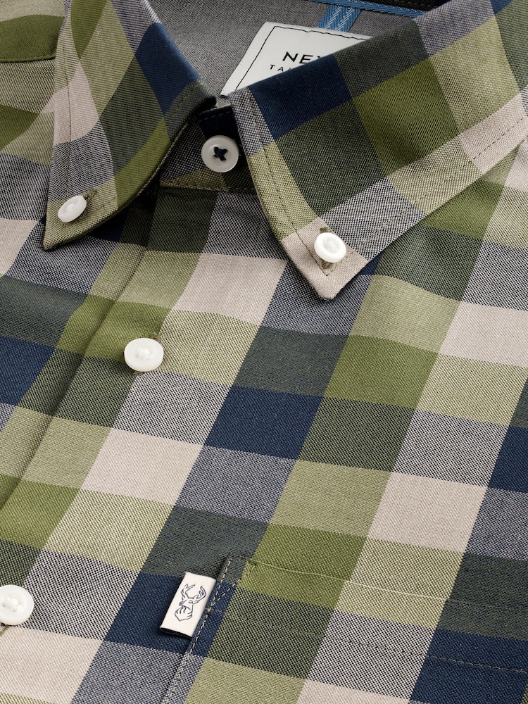 À carreaux Vert Buffalo - Chemise Oxford ajustée Easy Iron Button Down - Image 6 of 7
