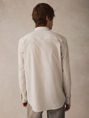 White/Black Monochromatic Stripe Regular Fit 100% Cotton Long Sleeve Formal Cutaway Collar Shirt - Image 3 of 4