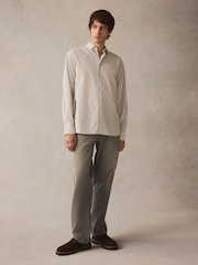 White/Black Monochromatic Stripe Regular Fit 100% Cotton Long Sleeve Formal Cutaway Collar Shirt - Image 4 of 4