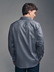 Navy Polka Dot Regular Fit Easy Iron Button Down Oxford Shirt - Image 4 of 8