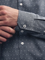 Navy Polka Dot Regular Fit Easy Iron Button Down Oxford Shirt - Image 5 of 8