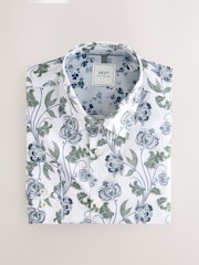 White/Multi Colour Floral Print Regular Fit 100% Cotton Single Cuff Formal Shirt - Image 6 of 8