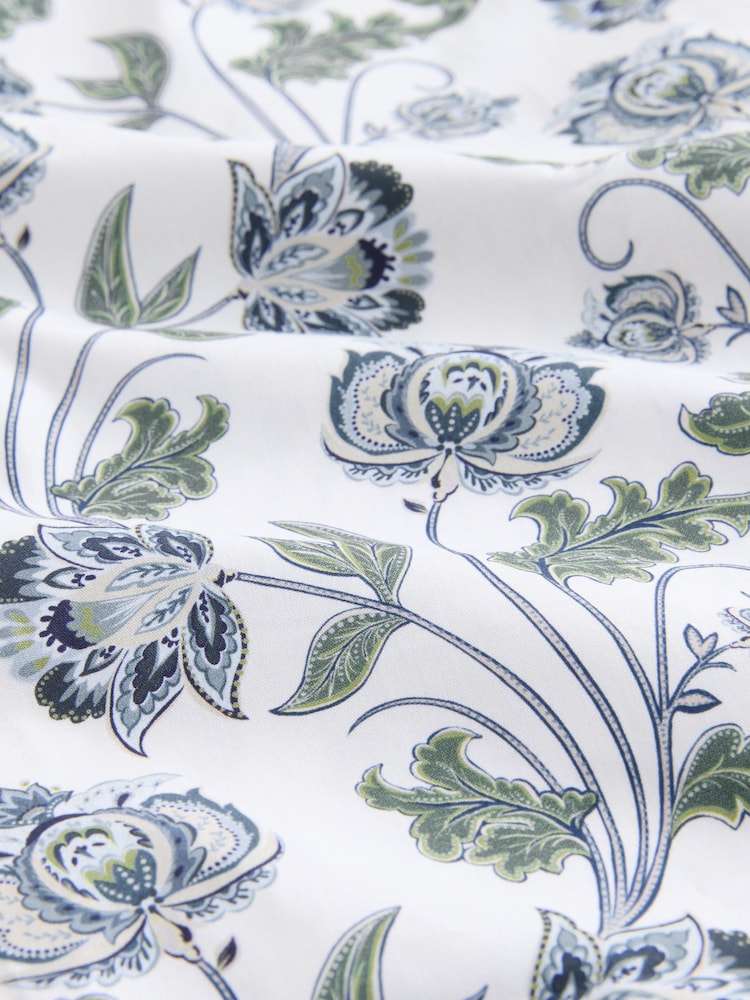 White/Multi Colour Floral Print Regular Fit 100% Cotton Single Cuff Formal Shirt - Image 8 of 8