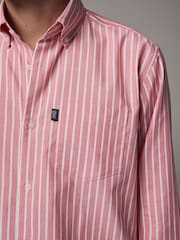 Coral Pink Stripe Regular Fit Easy Iron Button Down Oxford Shirt - Image 1 of 5