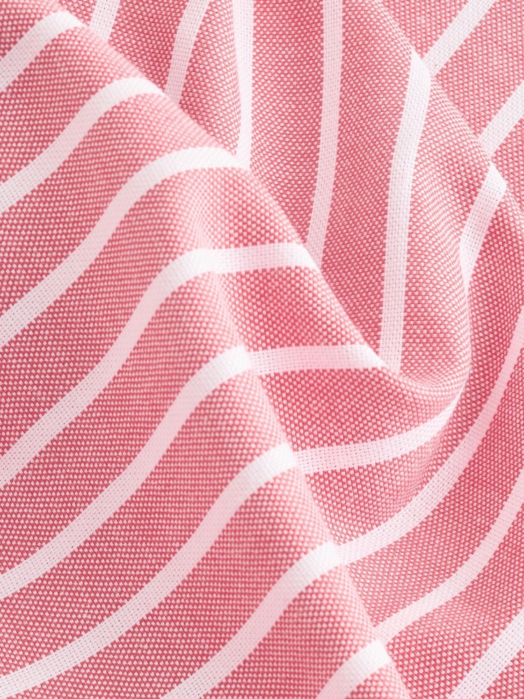 Coral Pink Stripe Regular Fit Easy Iron Button Down Oxford Shirt - Image 5 of 5